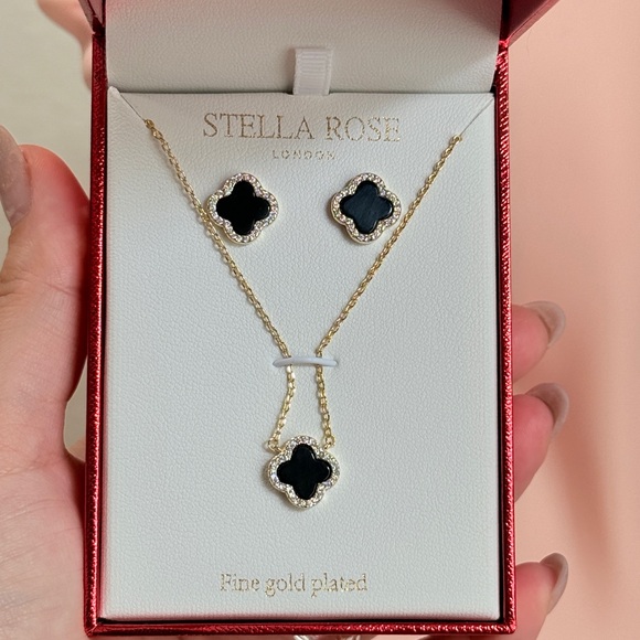 Stella Rose London Jewelry - Chic Gold Plated and Black Enamel SET